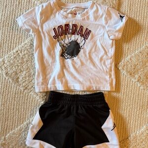 Jordan White Tee with Red & Black Graphic